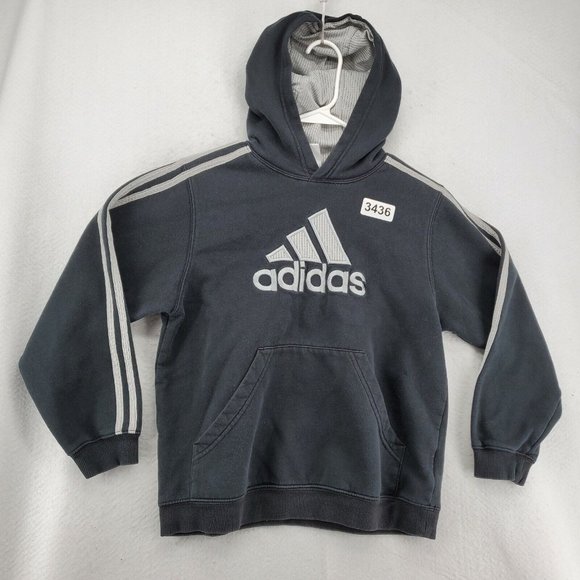 ADIDAS Top Kid's Long Sleeve Hooded Pullover High Neck Sweatshirt Black Med. - Picture 12 of 12
